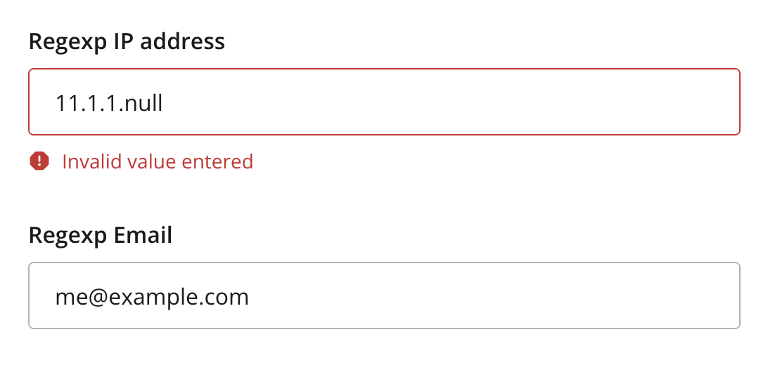 TextLine with regex validation and error example