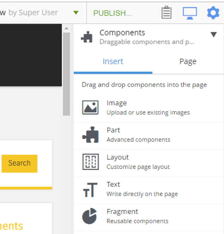 widgets components insert