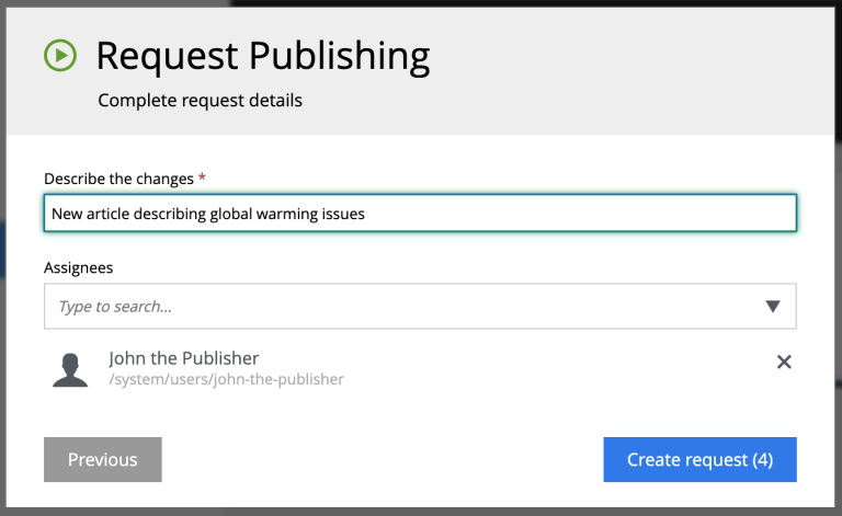 Request Publishing Wizard - Step 2