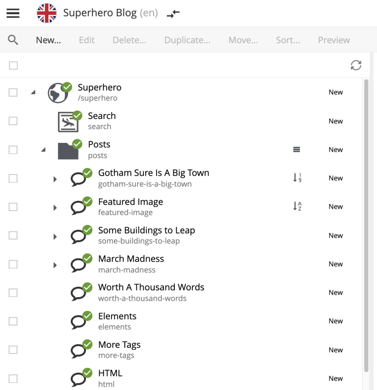 Sorting info is visible in the tree structure
