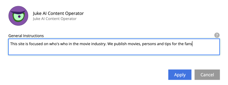 Provide general instructions via app settings