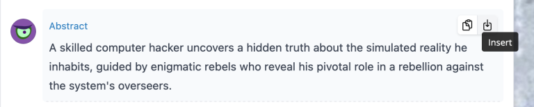 Clicking insert icon will copy the text into the respective field