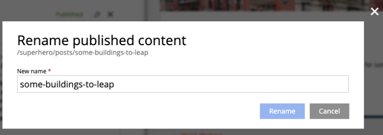 Rename content dialog