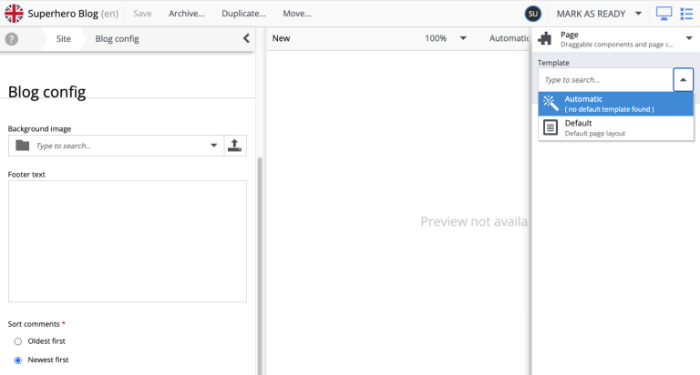 Select template or controller