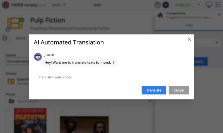 Juke AI translator dialog