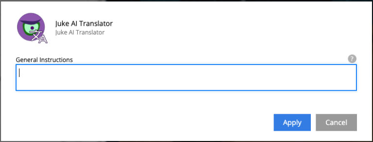 Form to configure general translation instructions