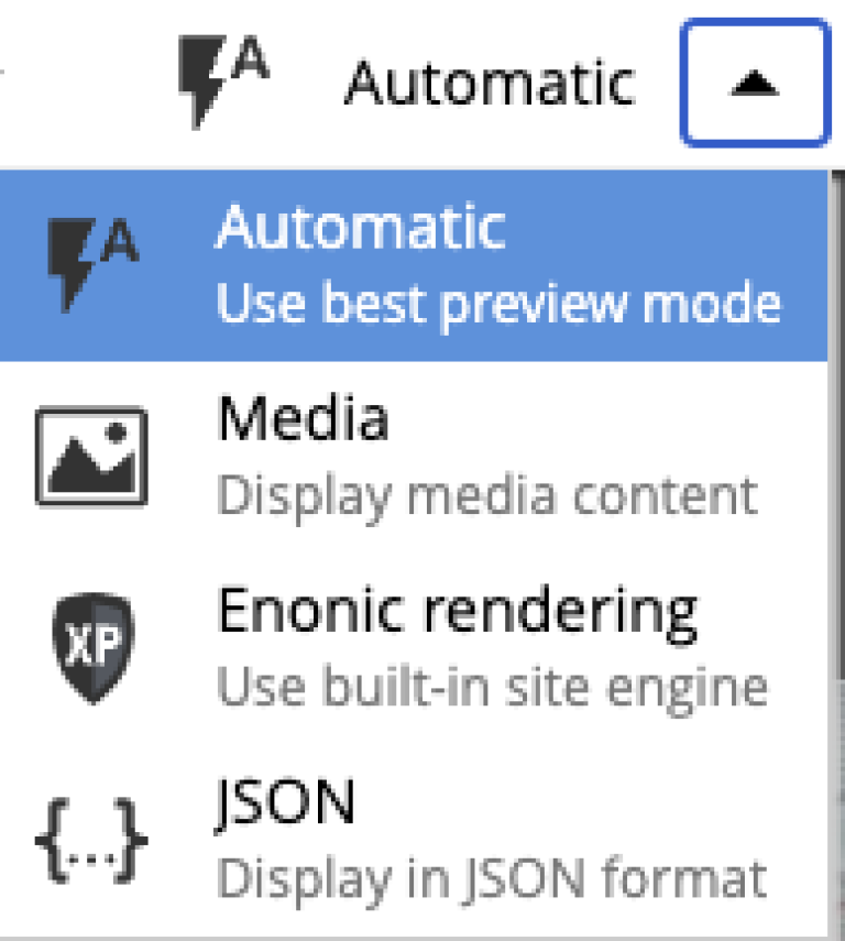 Preview mode selector