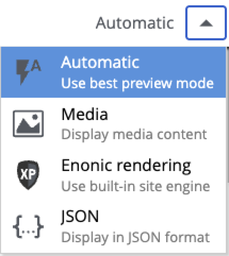Preview mode selector