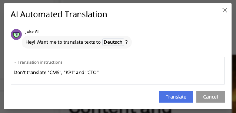 Translate content
