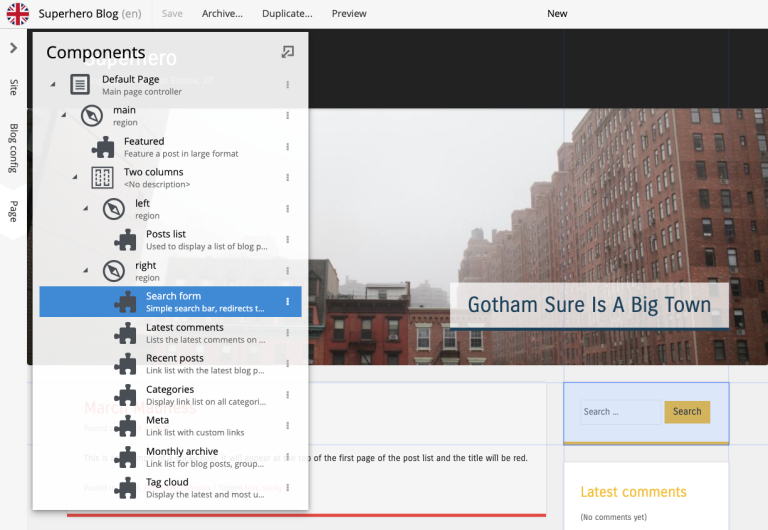Page Components view - Floating