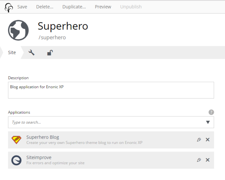 Adding applications to a site