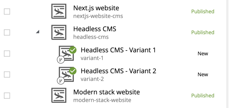 Variants in Content Navigator