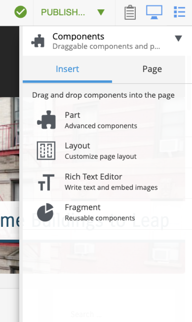 widgets components insert