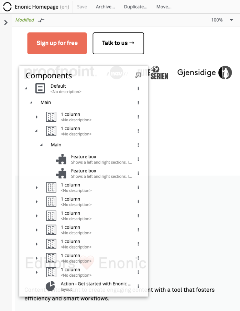 Page Components floating