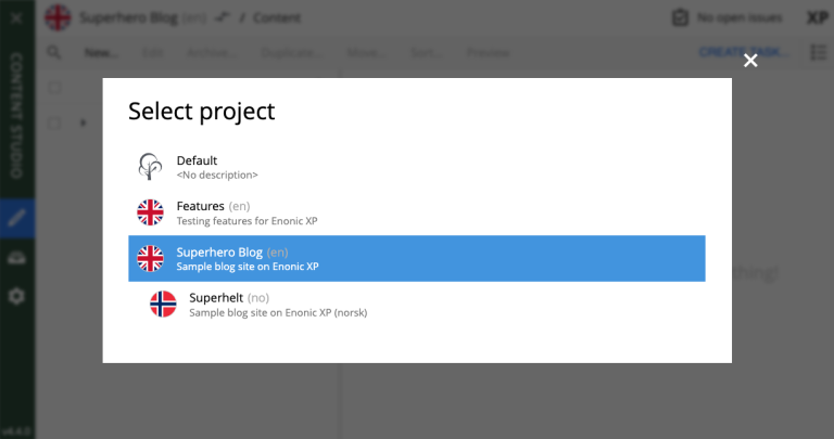 Project switcher