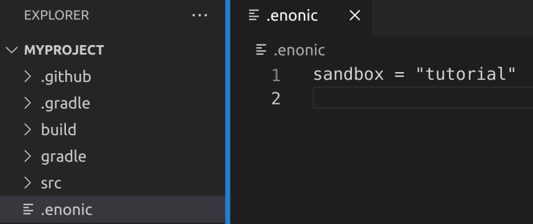 .enonic file on the project root showing to which sandbox the project should be deployed to.