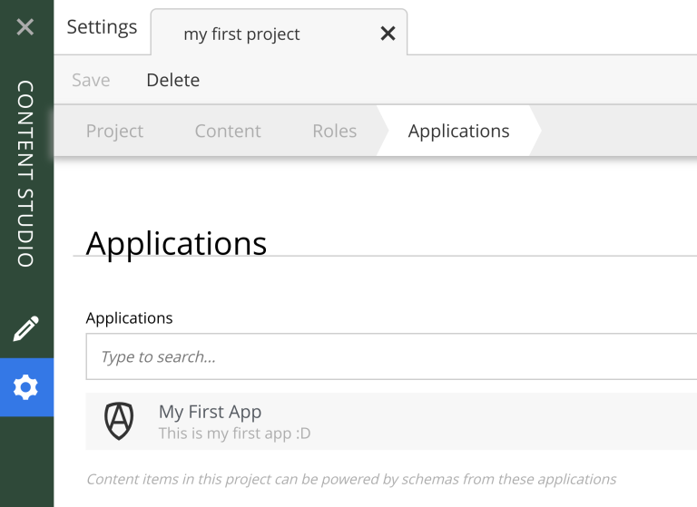 Content studio assigning apps to projects walkthrough.