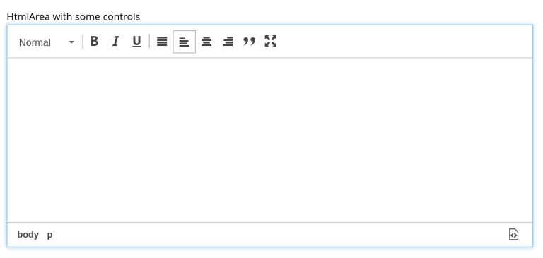 An HtmlArea configured to include a selection of editing tools