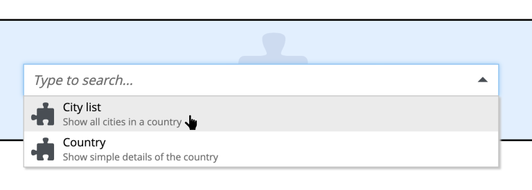 List of available parts to be added withing a region, with the Country part highlighted