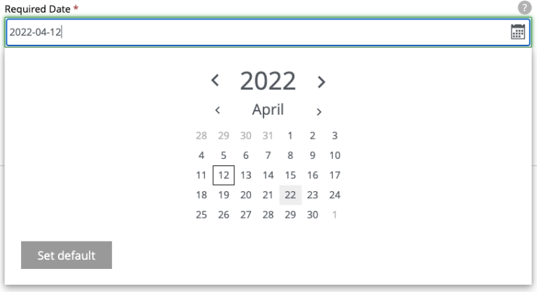 Date selector with default value