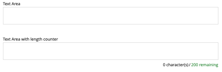 Text Area with various settings