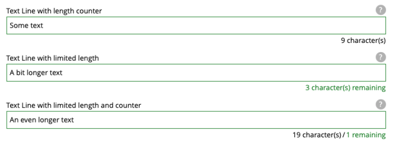 Text Line with various settings