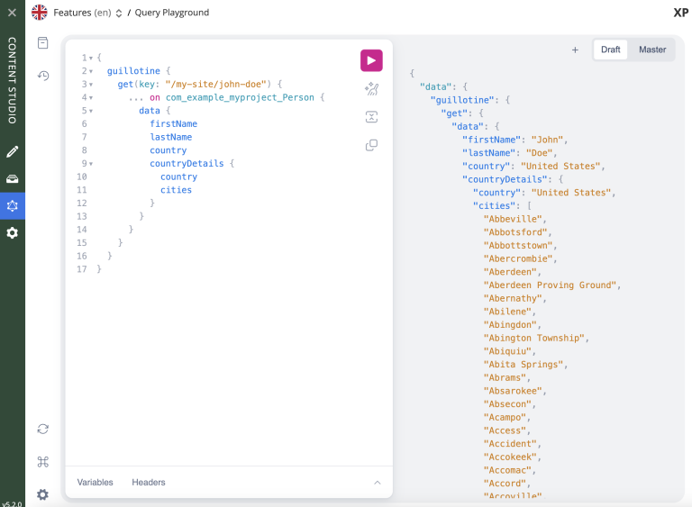 Person data including countryDetails extension