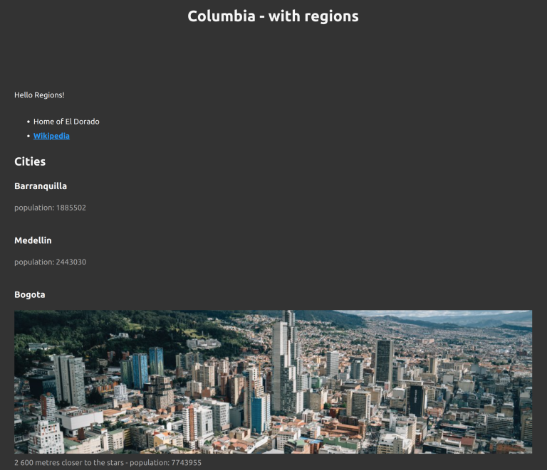 Countries page in dark mode after adding the css
