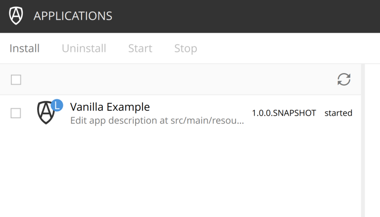The applications list with a few applications installed. Also shows application details, such as content install time, version, and required XP system version for the selected application.