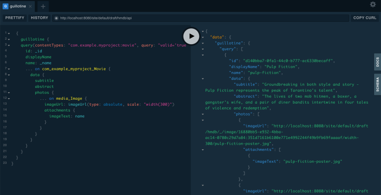 Query result for movie details