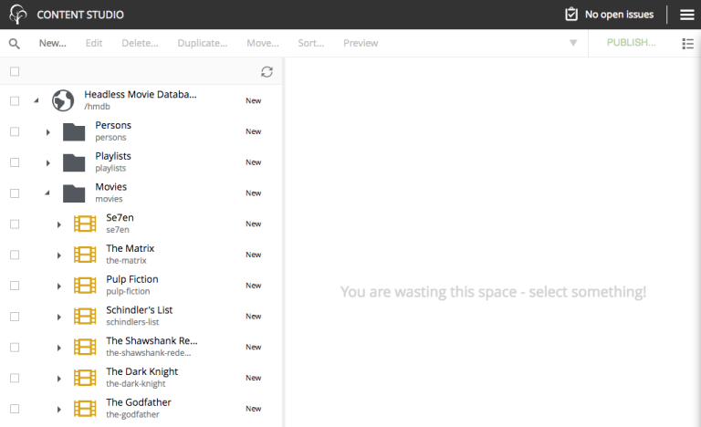 Headless Movie Database site in Content Studio