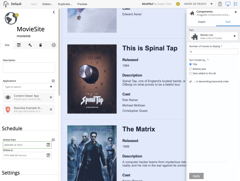 movie list part config