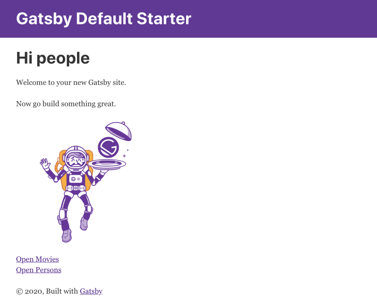 Main page with links