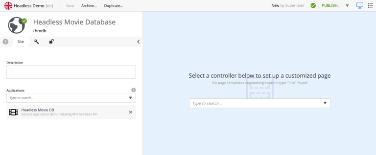 Selecting the page component in the page view page setup