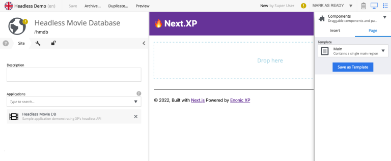 Active page controller rendering an empty region visualized by a placeholder page rendered