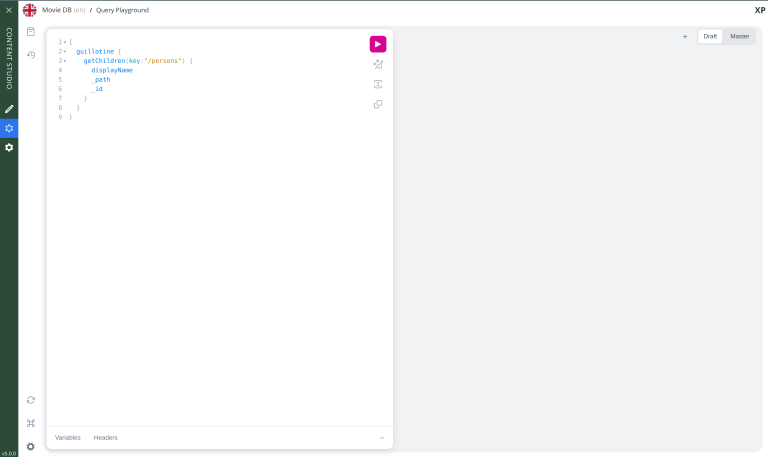 Browsing the Guillotine API using Query Playground content studio guillotine