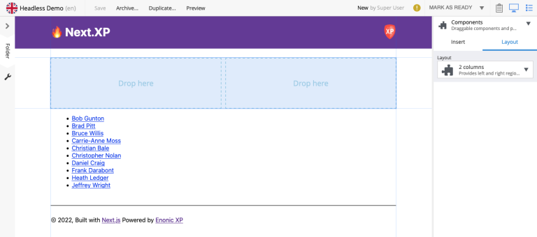 Empty layout on the persons page layout empty