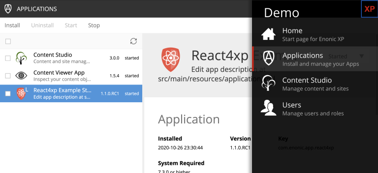Select your app in the Applications viewer webapp applications