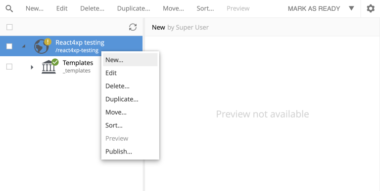Creating a new content item in Content Studio content new